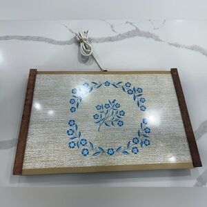 Vintage Warm-O-Tray Model 160 Buffet Server Retro Blue Floral Mid Century tested